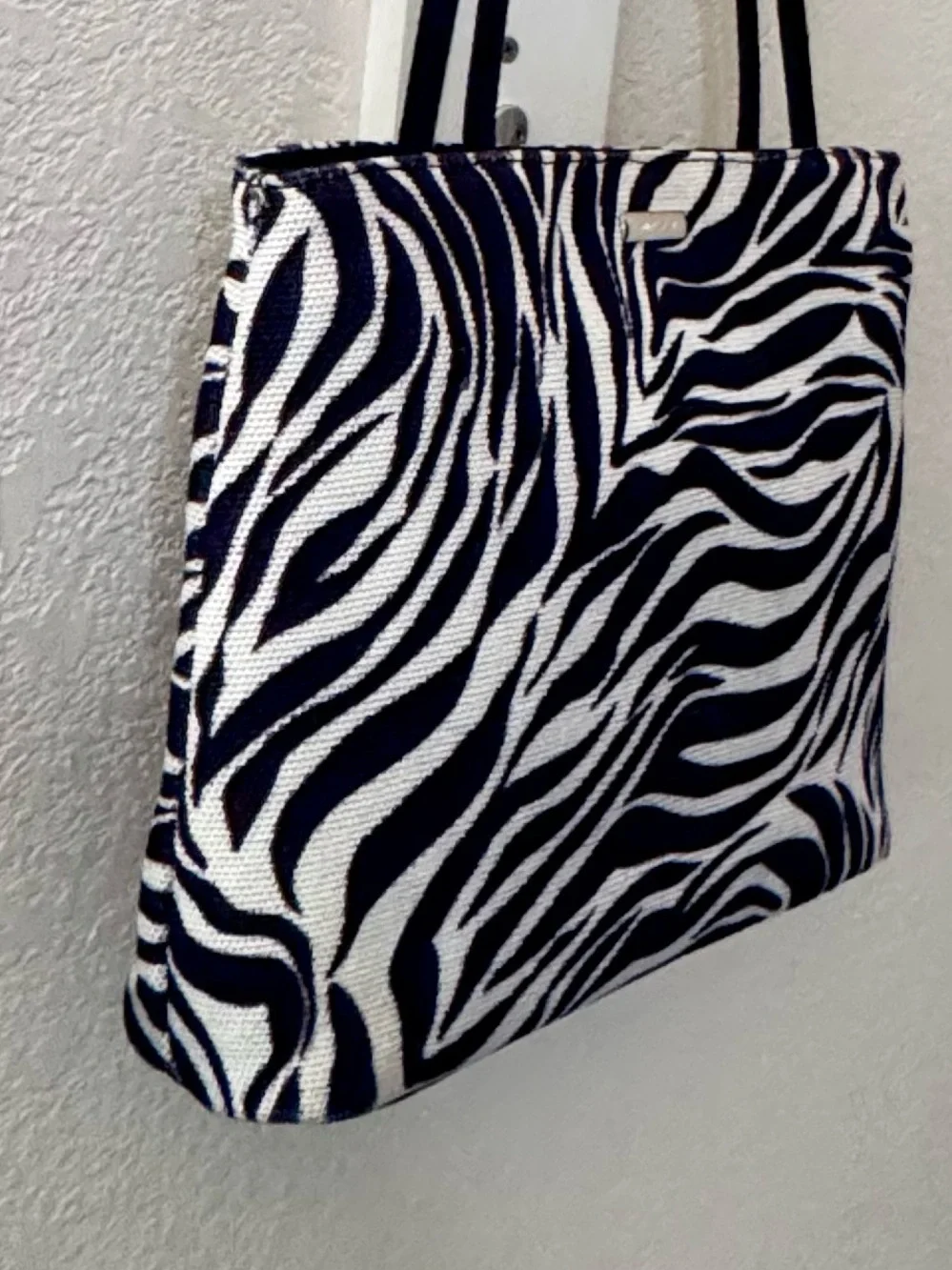 Nine West vintage like new zebra -Print in soft fabric,Tote Bag in Black & White